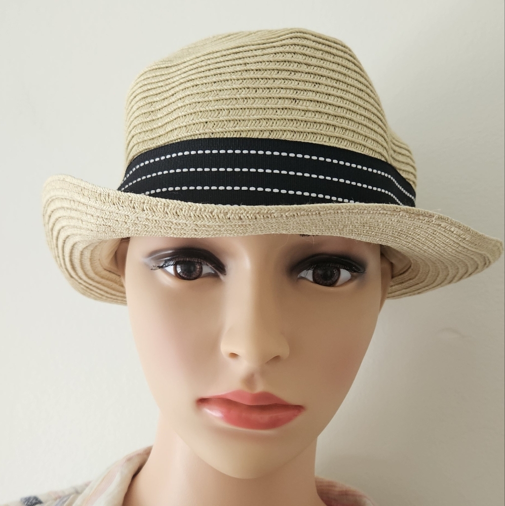 HW Collection Kids Tan and Black Straw Hat
